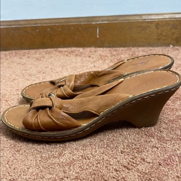 Clarks Artisan Comfort Wedge Brown Leather Shoes Sandals Size 8 - Picture 6 of 11